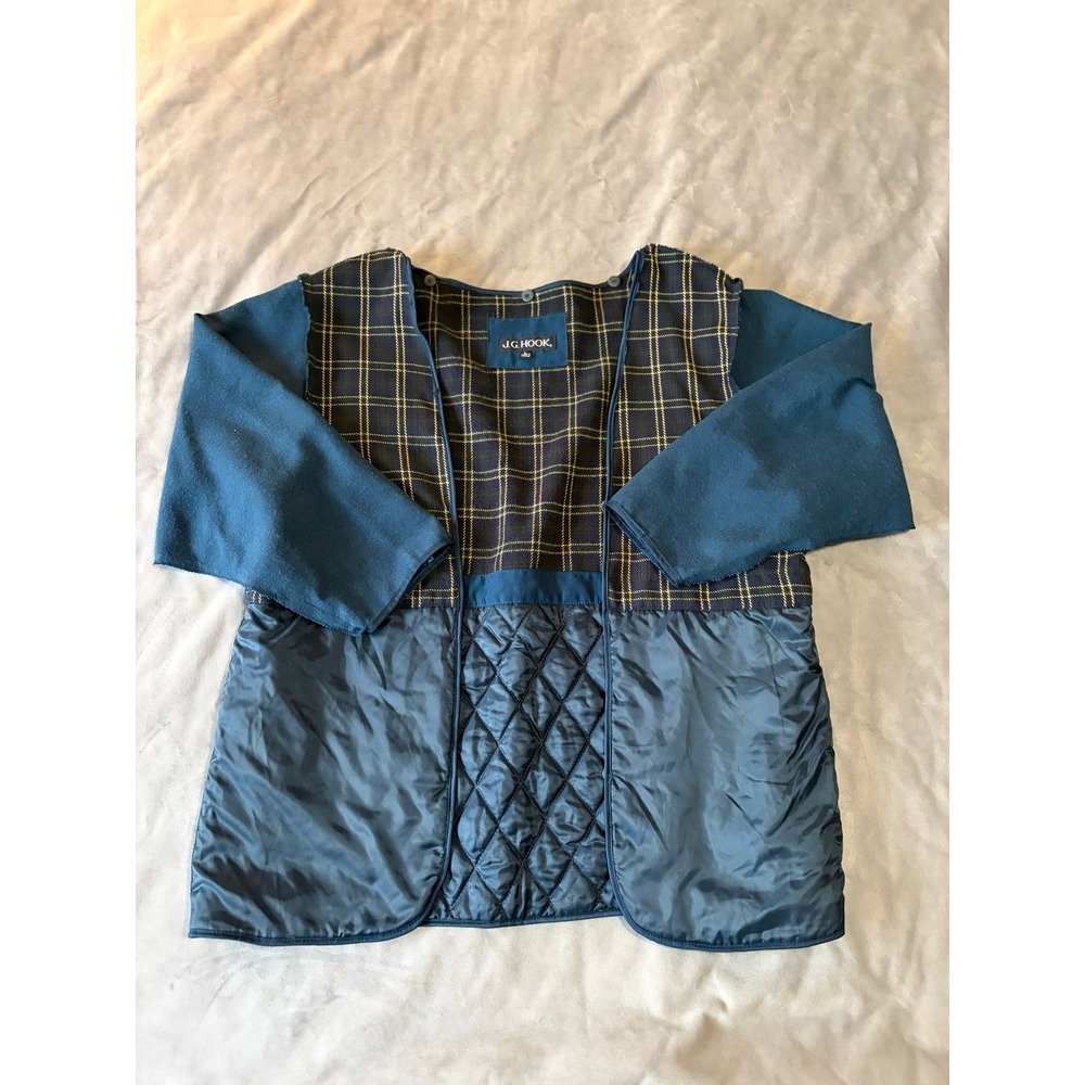 JG Hook Vintage Quilted Liner Jacket Teal Blue Plaid Mens Large Made in Ukraine